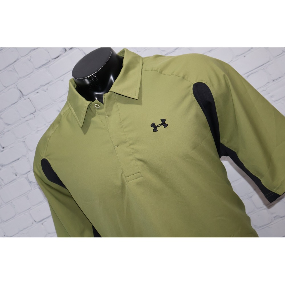 Under Armour Polo Shirt Mens 2XL XXL Green Performance Golf Polyester Casual